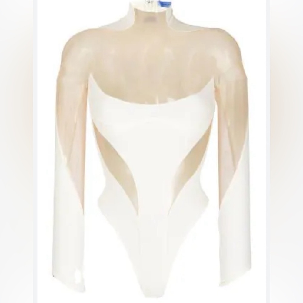 MUGLER strapless panelled cut-out bodysuit,40FR 8US, $930